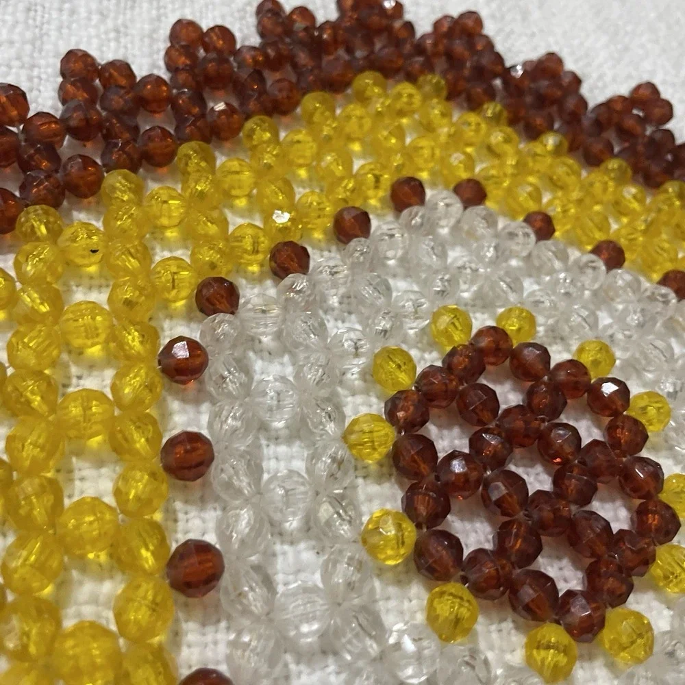 Vintage Beaded‎ Mat Table Top Home Decor Runner Centerpiece Plastic 70's